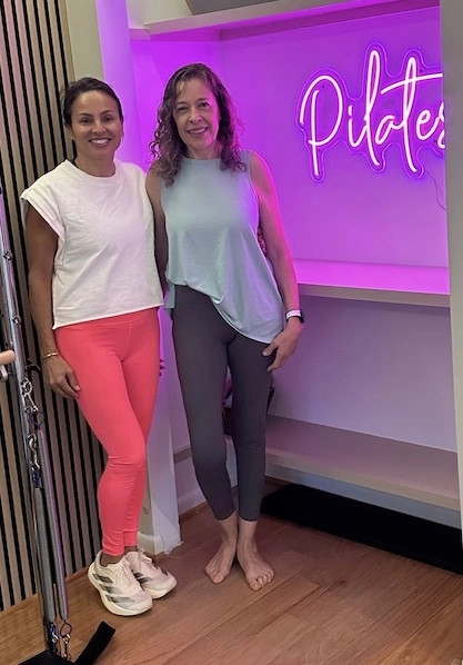 Pilates instructor Francesca Gorgone and client Bonita Gates